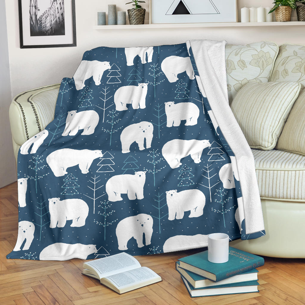 Polar Bear Pattern Print Design A01 Premium Blanket