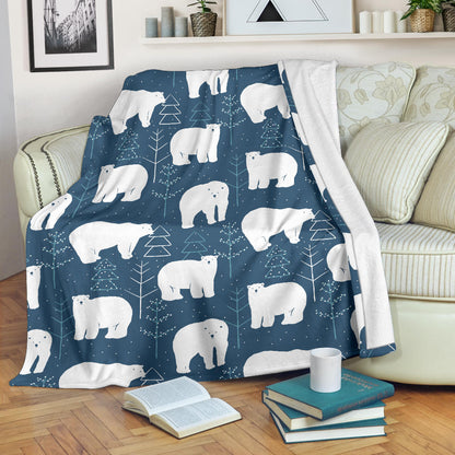 Polar Bear Pattern Print Design A01 Premium Blanket
