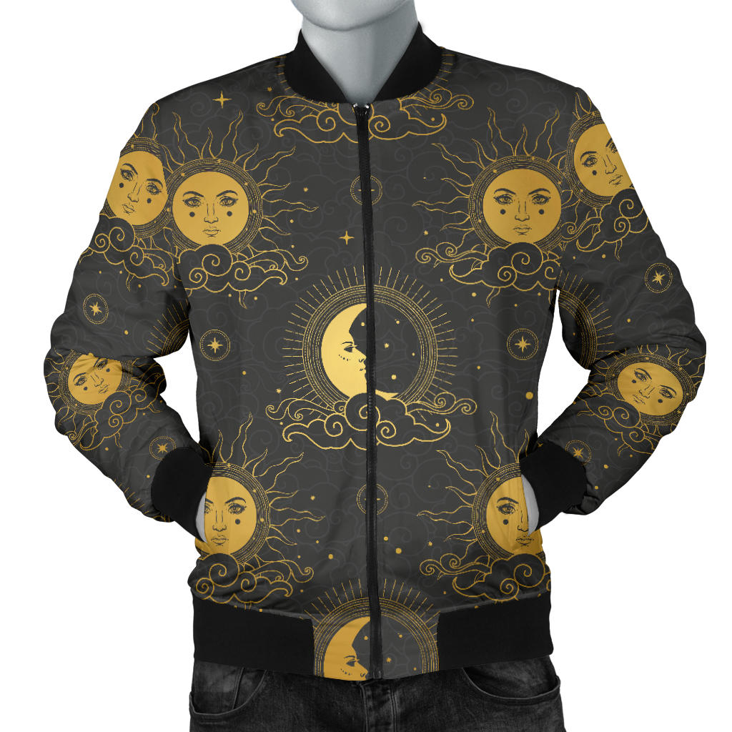 Celestial Moon Sun Pattern Print Design 05 Men Bomber Jacket