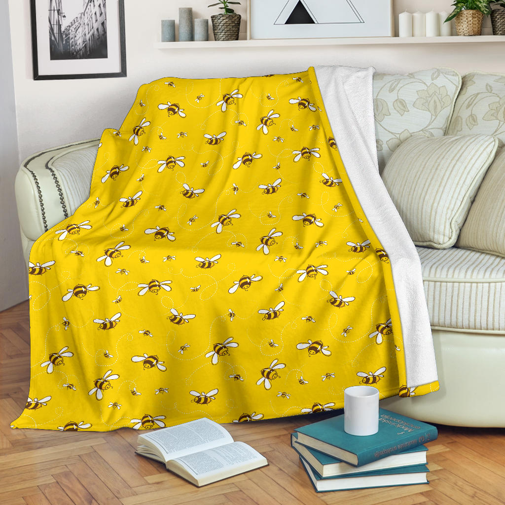Bee Pattern Print Design 05 Premium Blanket