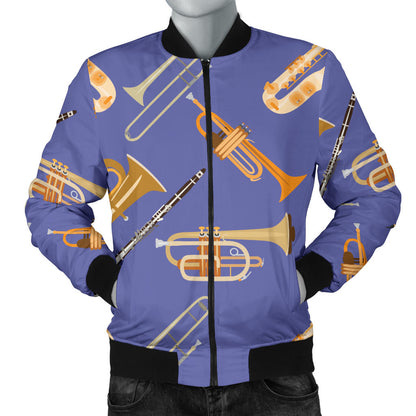 Trombone Pattern Print Design 02 Men Bomber Jacket