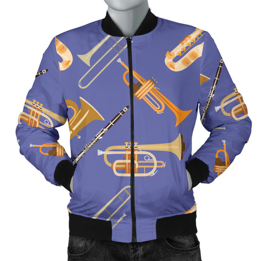 Trombone Pattern Print Design 02 Men Bomber Jacket