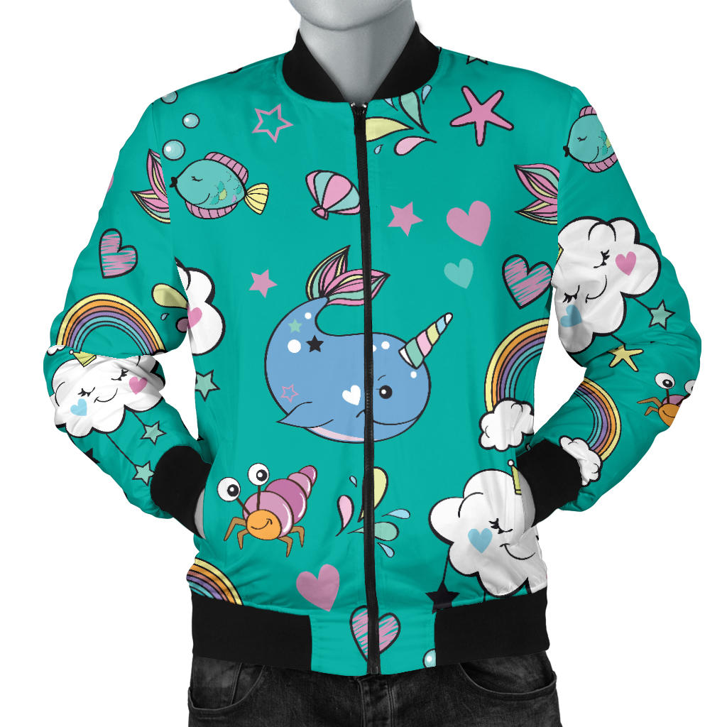Narwhal Pattern Print Design 04 Men Bomber Jacket
