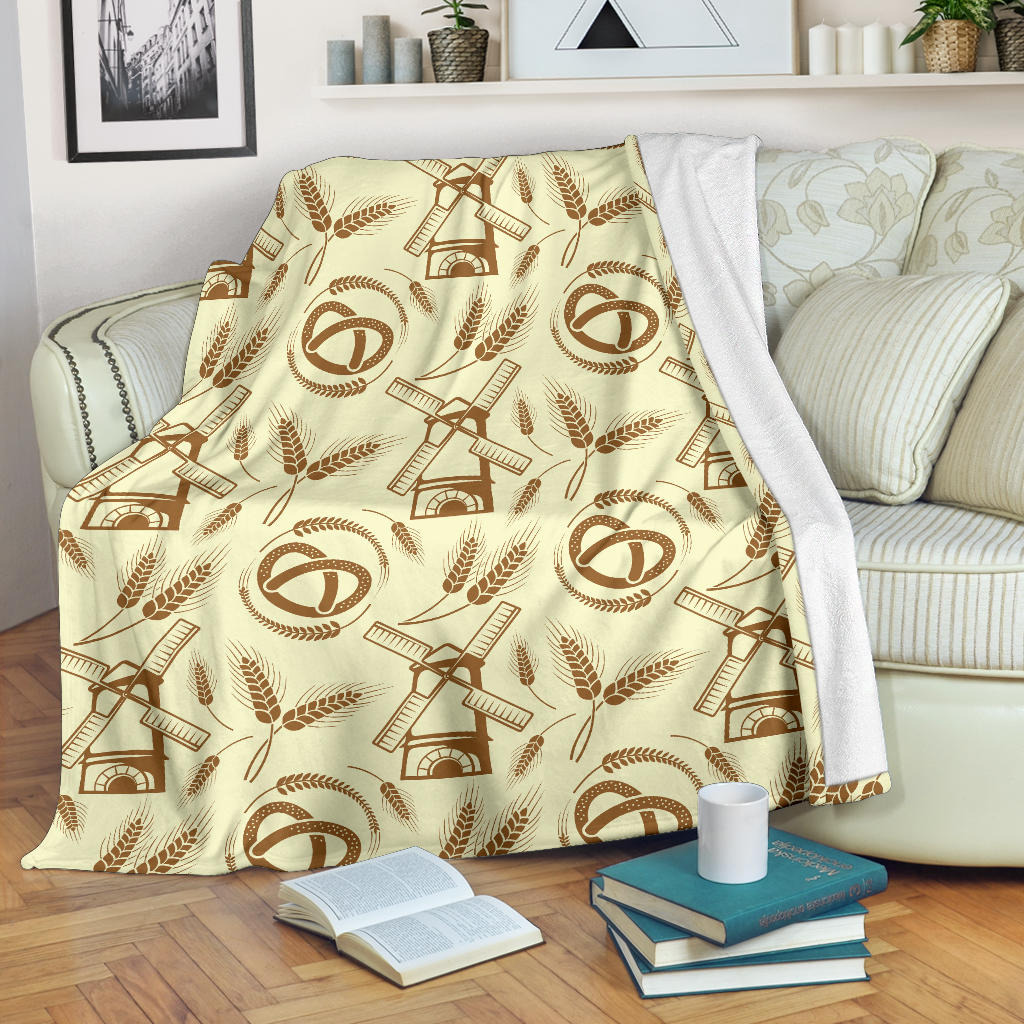 Agricultural Windmills Print Design 03 Premium Blanket
