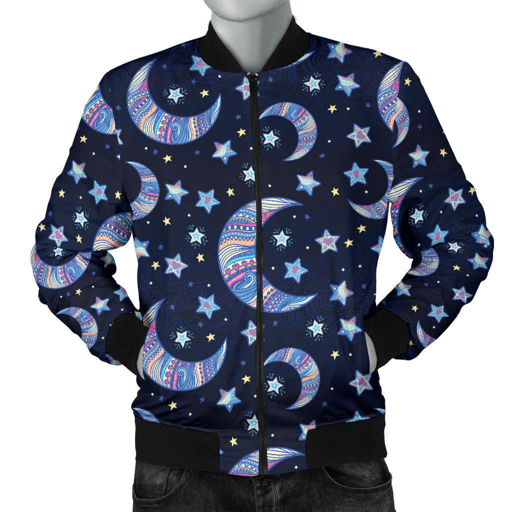 Celestial Moon Pattern Print Design 03 Men Bomber Jacket