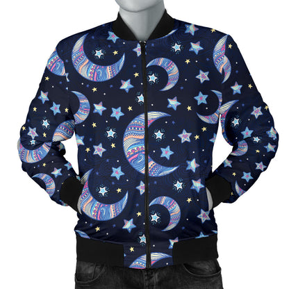 Celestial Moon Pattern Print Design 03 Men Bomber Jacket