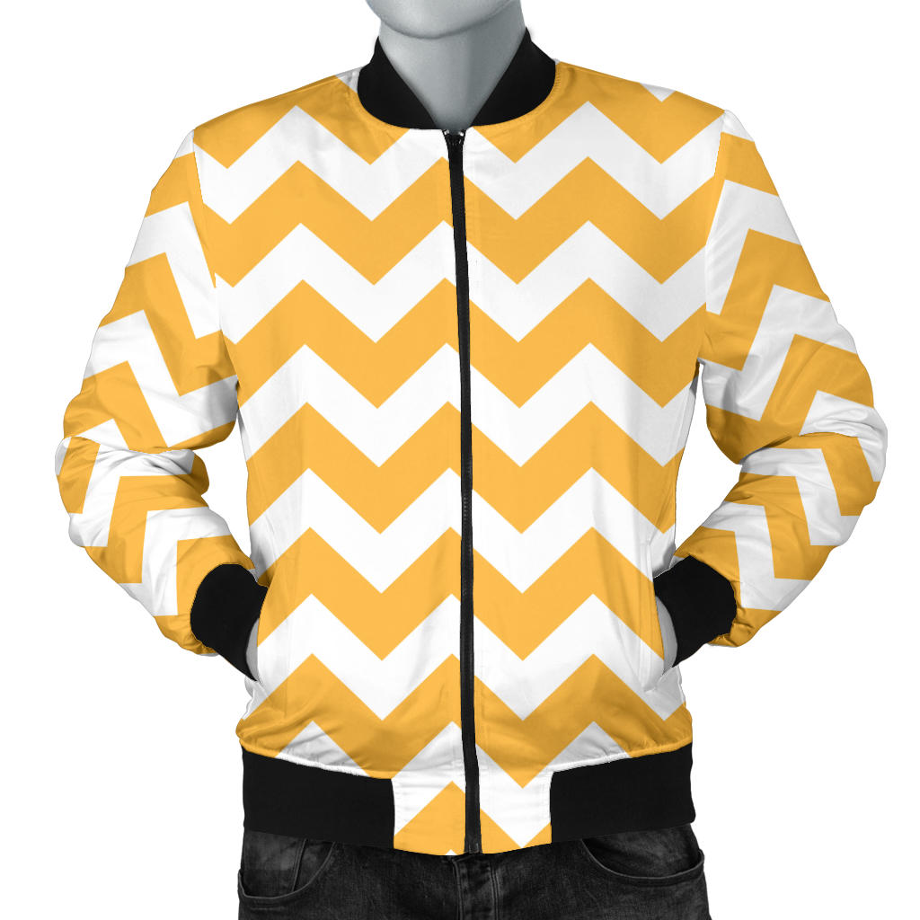Chevron Orange Pattern Print Design 01 Men Bomber Jacket