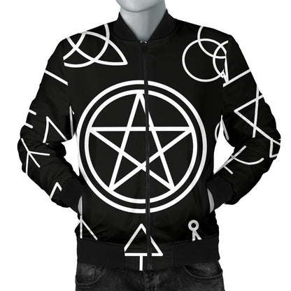 Pentagram Pattern Print Design A02 Men Bomber Jacket