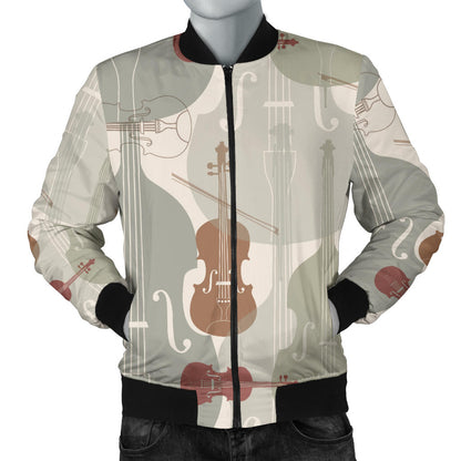 Violin Pattern Print Design 01 Men Bomber Jacket