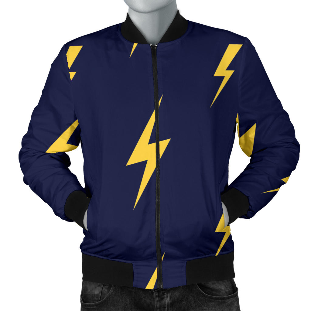 Lightning Thunder Pattern Print Design 03 Men Bomber Jacket