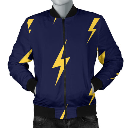 Lightning Thunder Pattern Print Design 03 Men Bomber Jacket