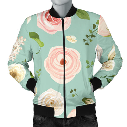 Lisianthus Pattern Print Design 01 Men Bomber Jacket
