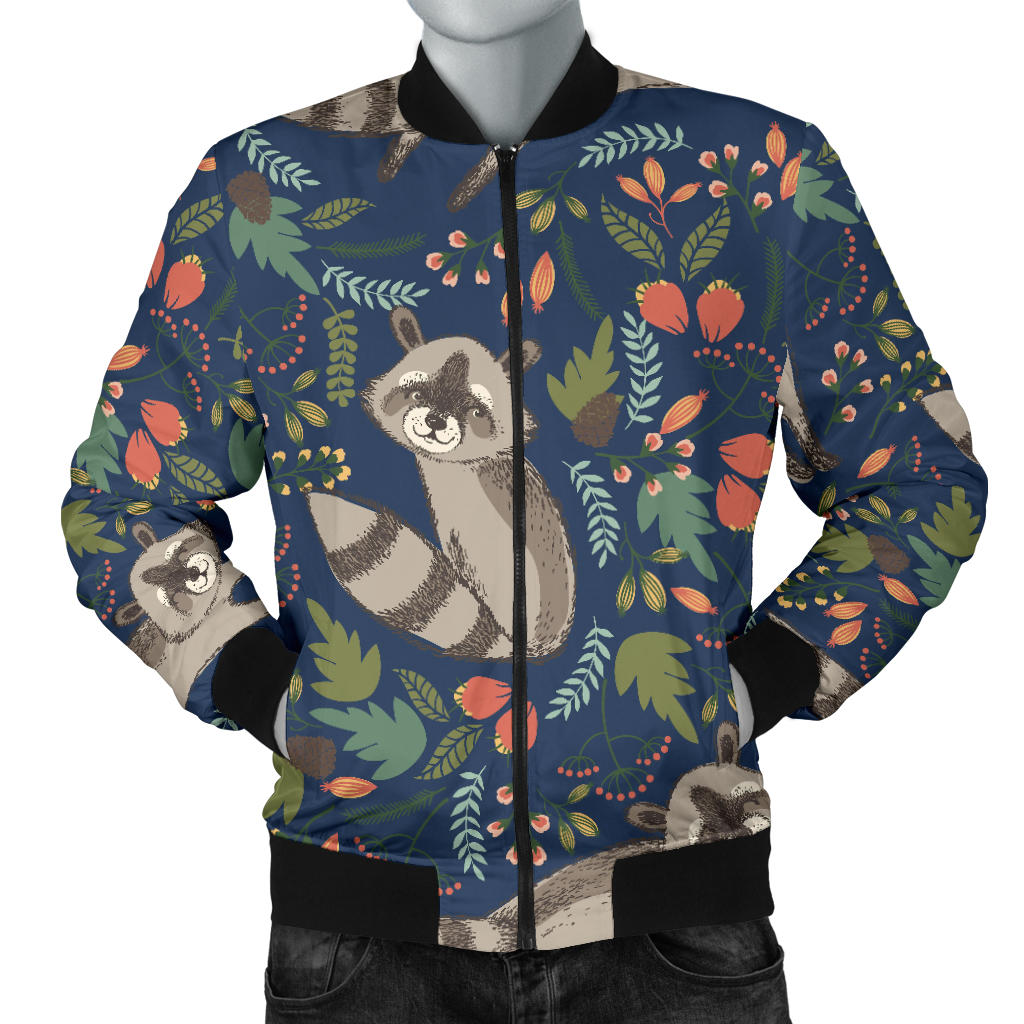 Raccoon Pattern Print Design A02 Men Bomber Jacket