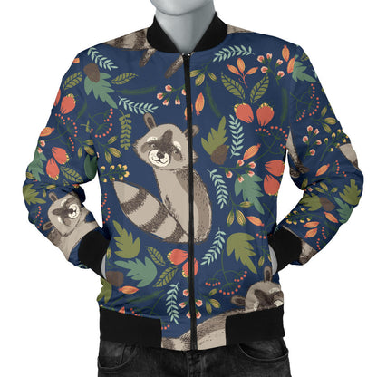 Raccoon Pattern Print Design A02 Men Bomber Jacket