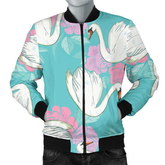 Swan Pattern Print Design 03 Men Bomber Jacket