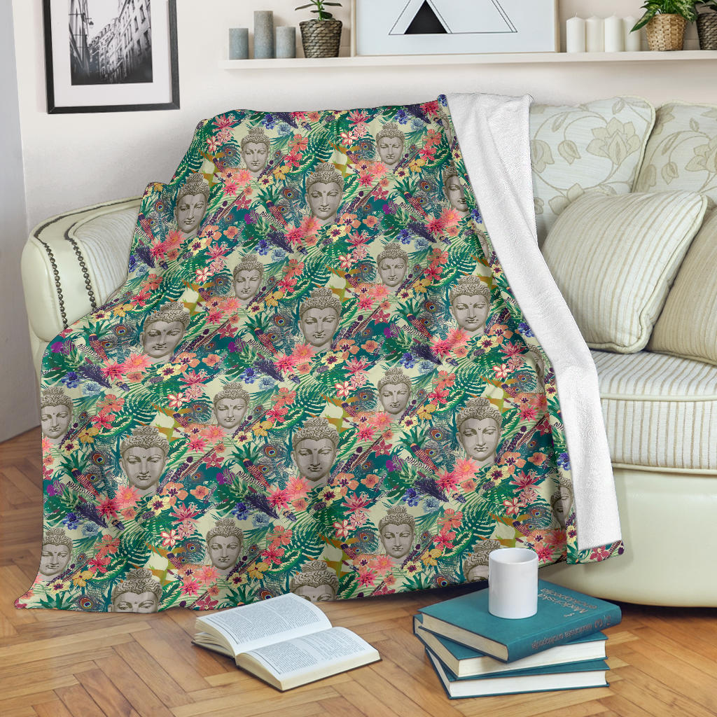 Buddha Pattern Print Design 08 Premium Blanket