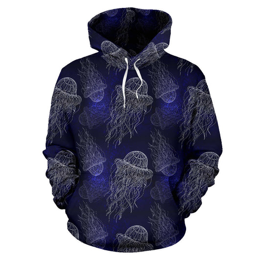 Jellyfish Pattern Print Design 02 Pullover Hoodie