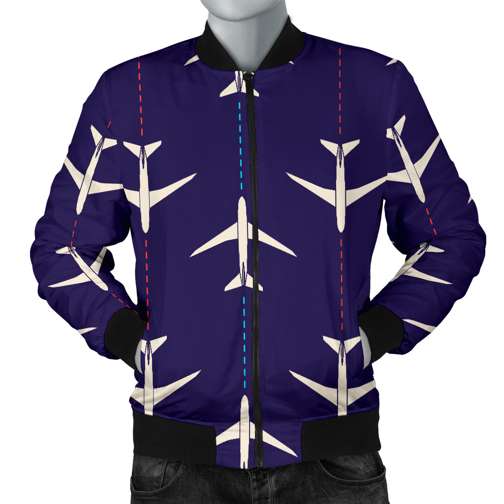 Airplane Pattern Print Design 03 Men Bomber Jacket