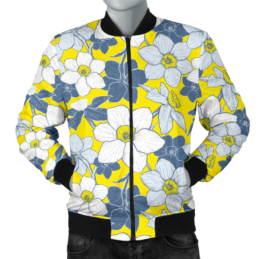 Daffodils Pattern Print Design 01 Men Bomber Jacket