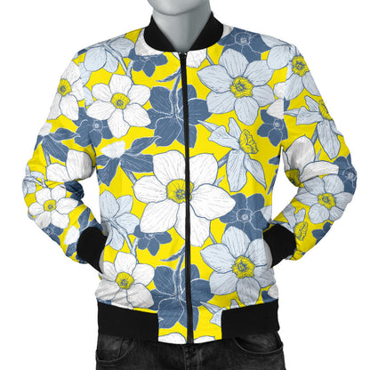 Daffodils Pattern Print Design 01 Men Bomber Jacket