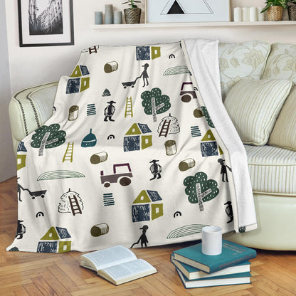 Agricultural Farm Print Design 01 Premium Blanket