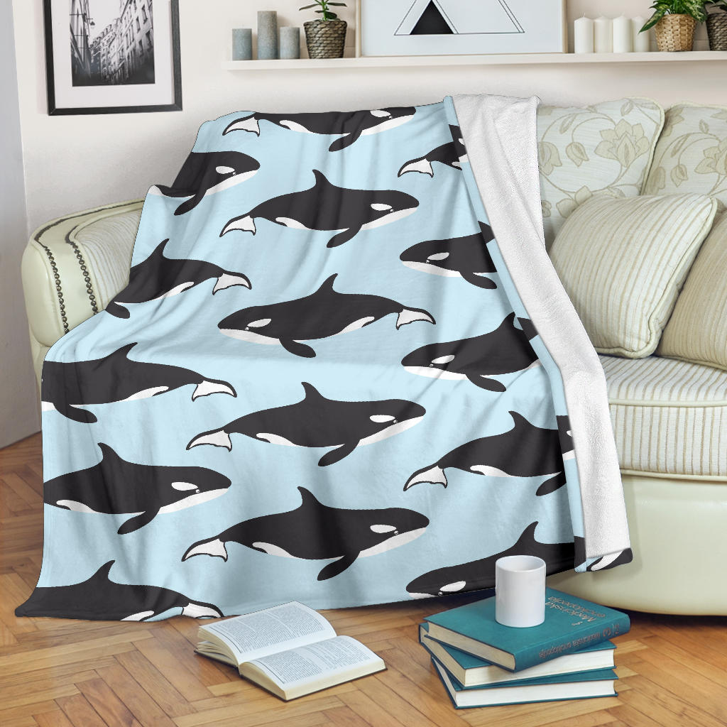 Killer Whale Pattern Print Design 01 Premium Blanket