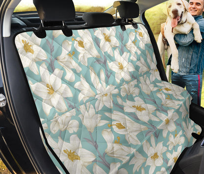 Lily Pattern Print Design 02 Rear Dog Car Seat Cover Hammock