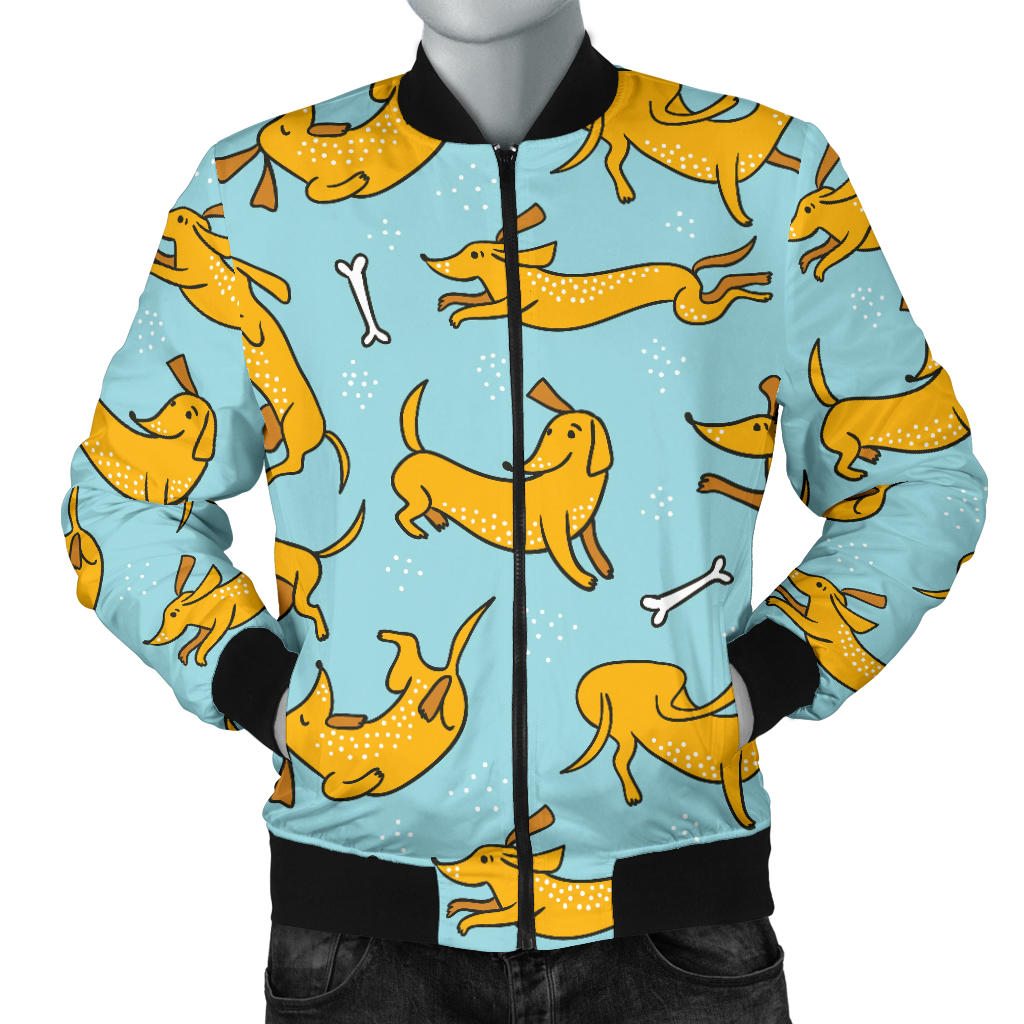 Dachshund Pattern Print Design 08 Men Bomber Jacket