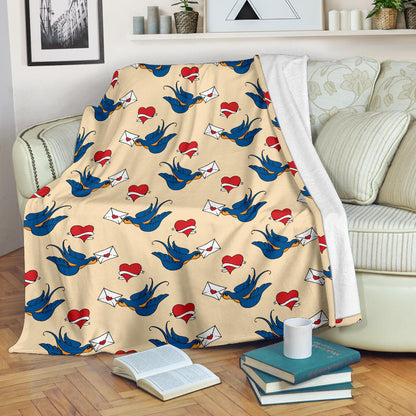 Swallow Bird Pattern Print Design 05 Premium Blanket