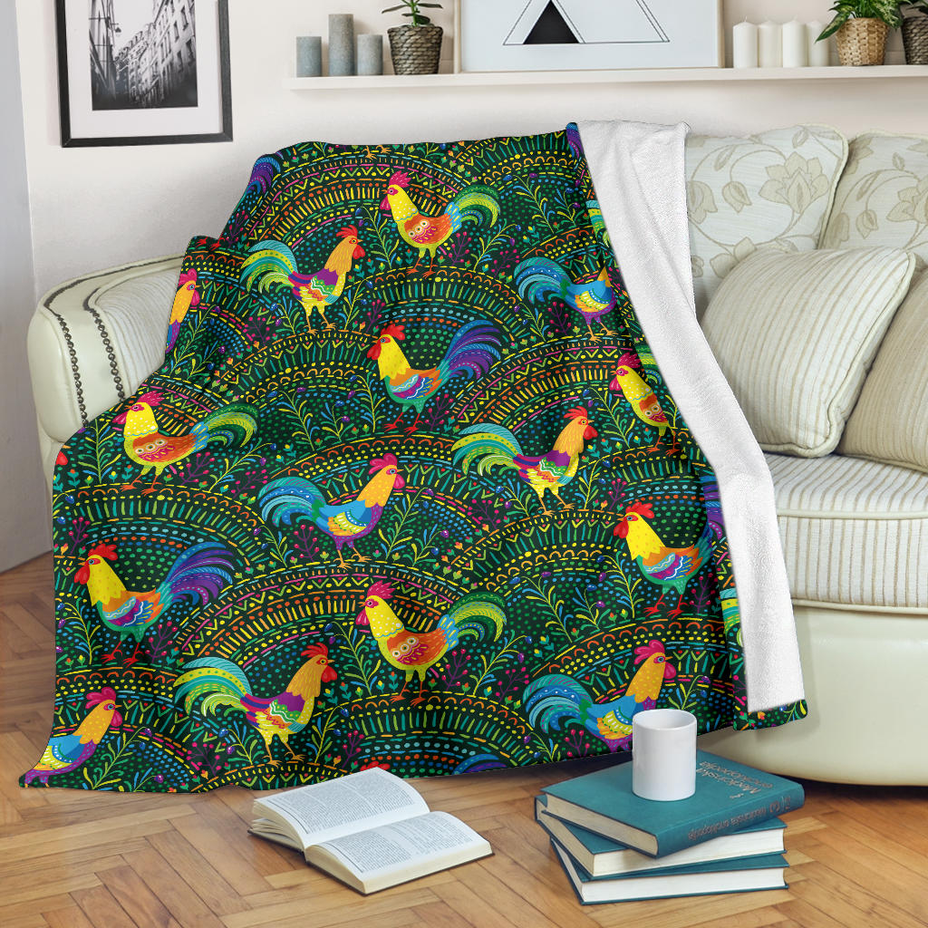 Rooster Pattern Print Design A01 Premium Blanket