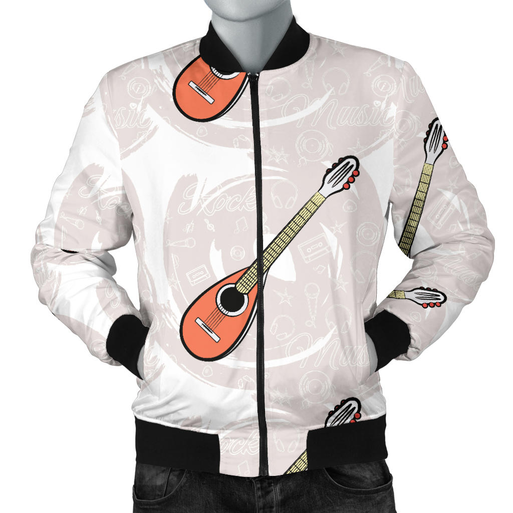 Mandolin Pattern Print Design 03 Men Bomber Jacket