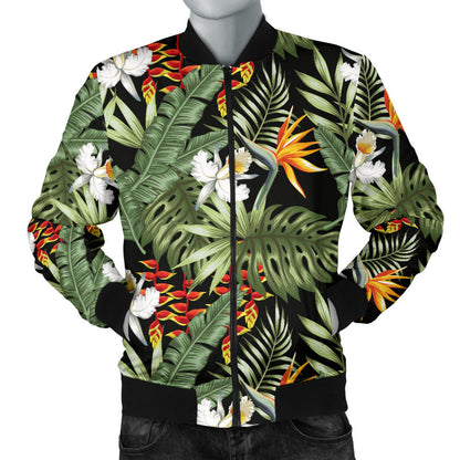 Bird Of Paradise Pattern Print Design 02 Men Bomber Jacket