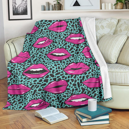 Lip Pattern Print Design 04 Premium Blanket