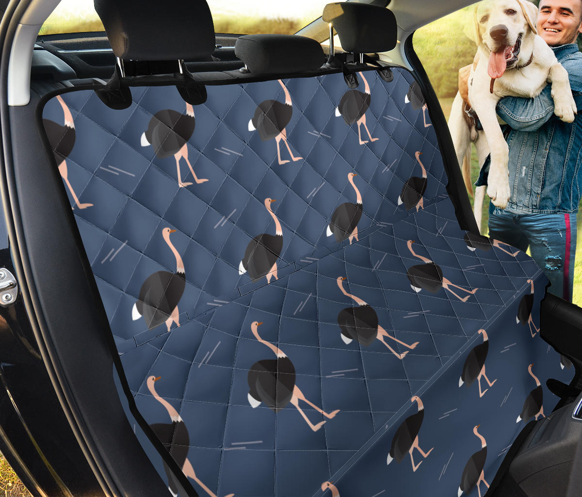 Ostrich Pattern Print Design 04 Rear Dog Car Seat Cover Hammock