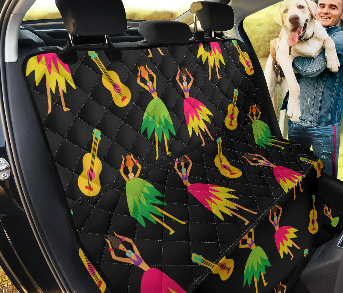 Hula Dancers Hawaiian Girl Pattern Print Design 03 Rear Dog Car Seat Cover Hammock