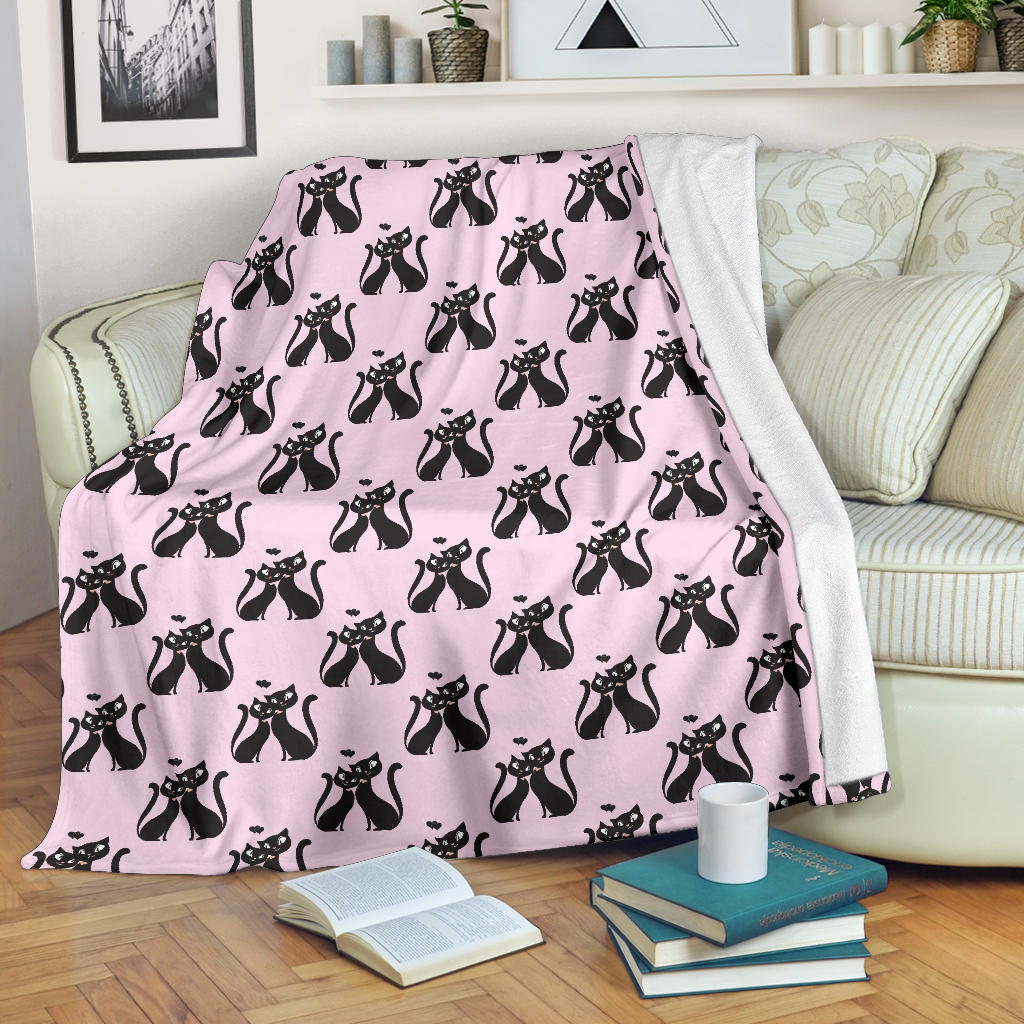Black Cat Pattern Print Design 01 Premium Blanket