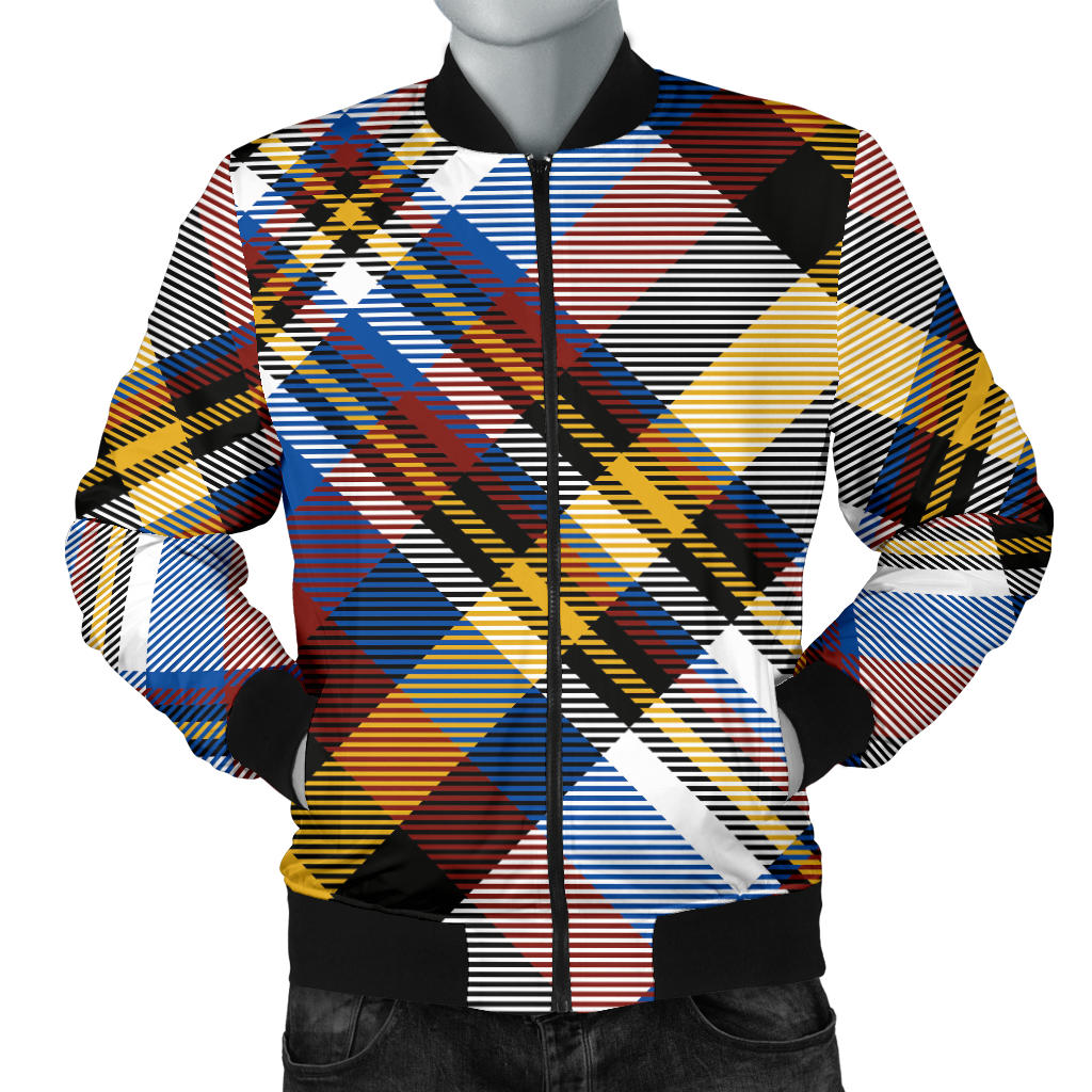 Madras Pattern Print Design 01 Men Bomber Jacket