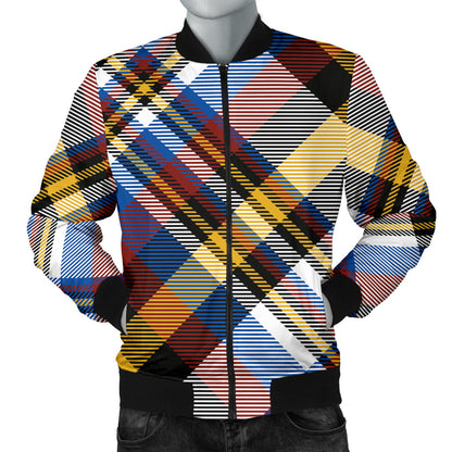 Madras Pattern Print Design 01 Men Bomber Jacket