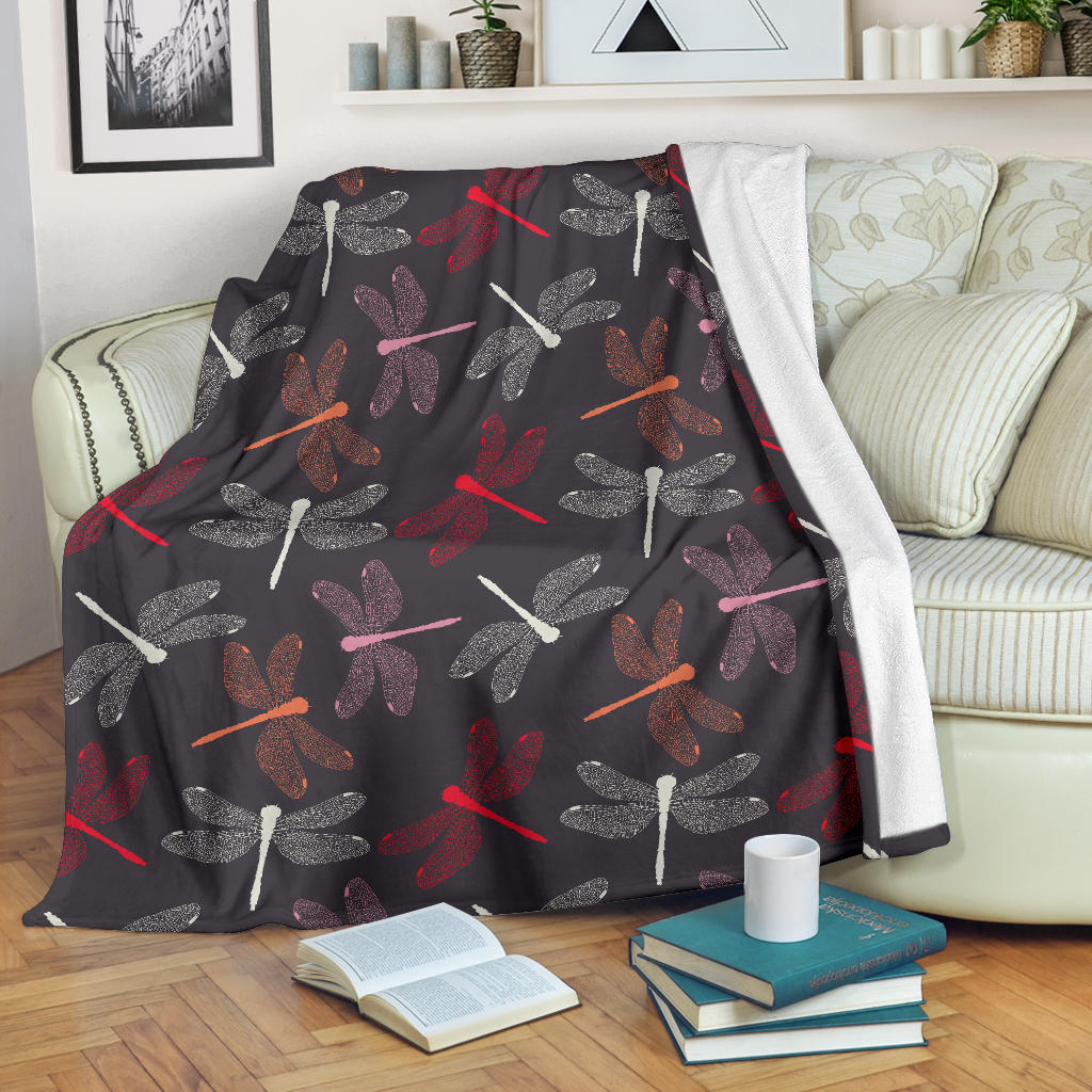Dragonfly Pattern Print Design 01 Premium Blanket