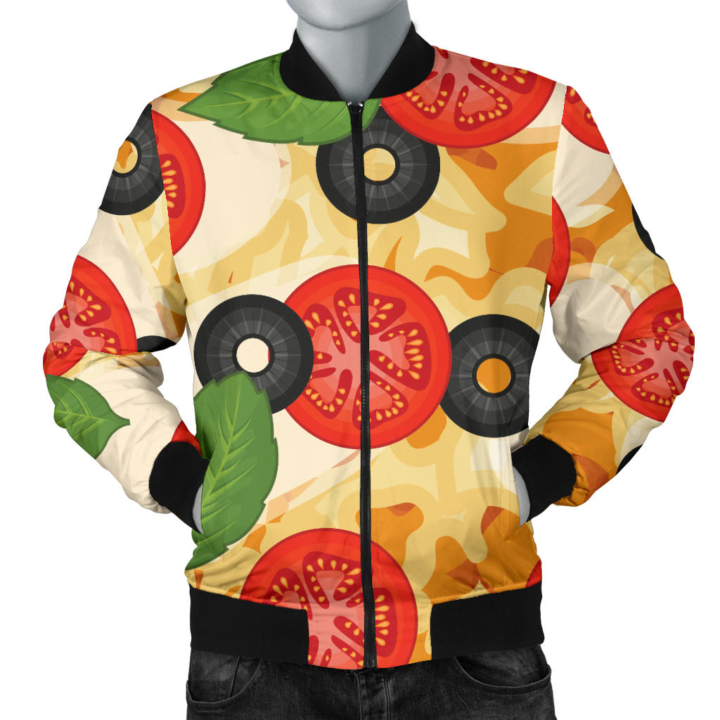 Pizza Pattern Print Design A05 Men Bomber Jacket