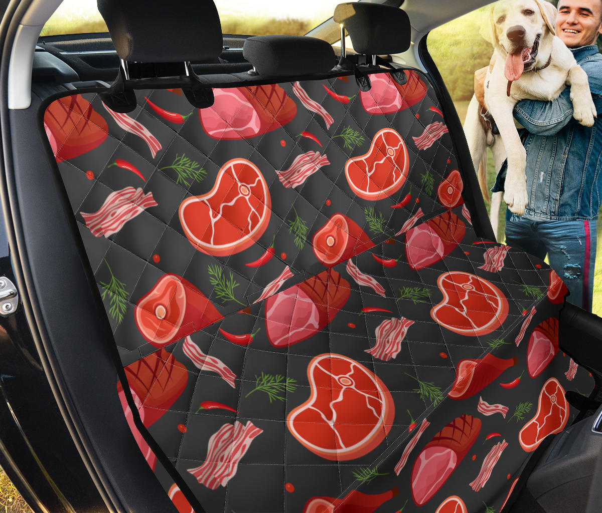 Meat Pattern Print Design 03 Rear Dog Car Seat Cover Hammock