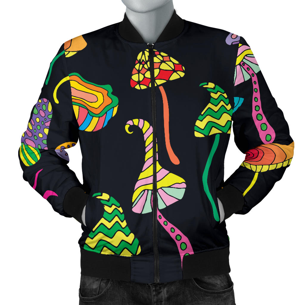 Psychedelic Mushroom Pattern Print Design A02 Men Bomber Jacket