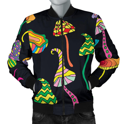 Psychedelic Mushroom Pattern Print Design A02 Men Bomber Jacket