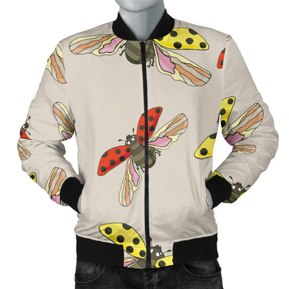 Ladybug Pattern Print Design 04 Men Bomber Jacket