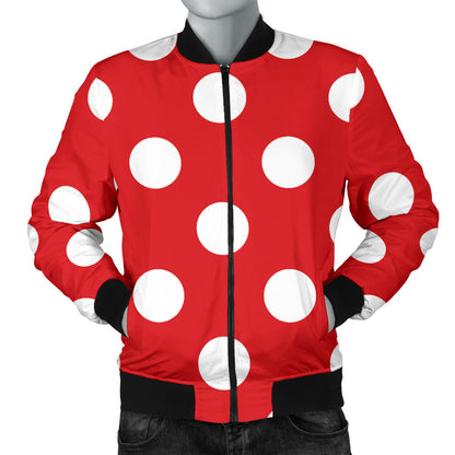 Polka Dot Red Pattern Print Design 04 Men Bomber Jacket