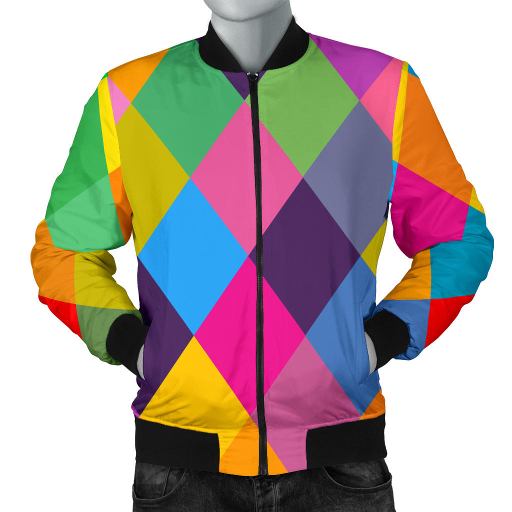 Harlequin Pattern Print Design 02 Men Bomber Jacket