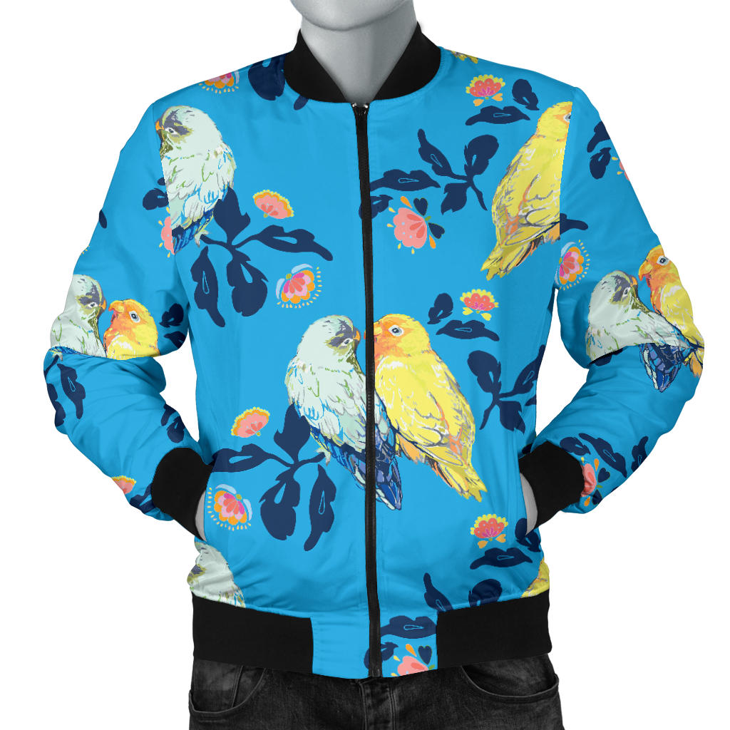 Lovebird Pattern Print Design 03 Men Bomber Jacket