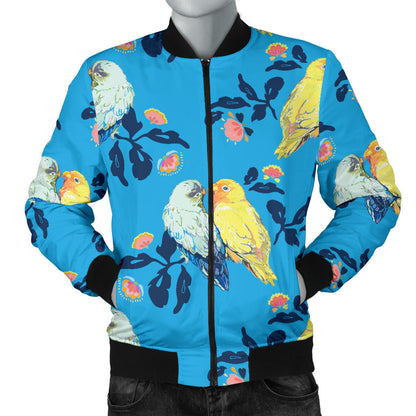 Lovebird Pattern Print Design 03 Men Bomber Jacket