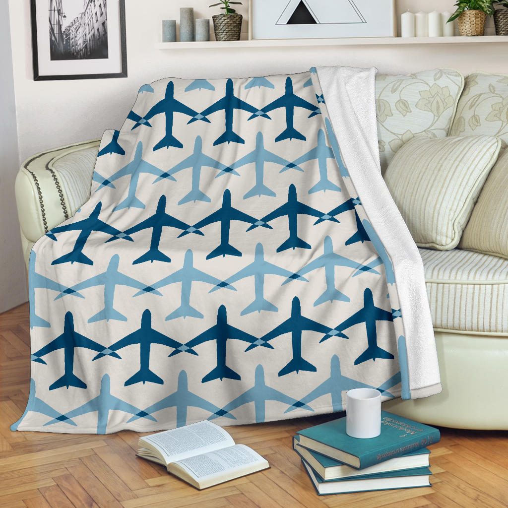 Airplane Pattern Print Design 04 Premium Blanket