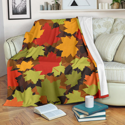 Maple Leaf Pattern Print Design 05 Premium Blanket